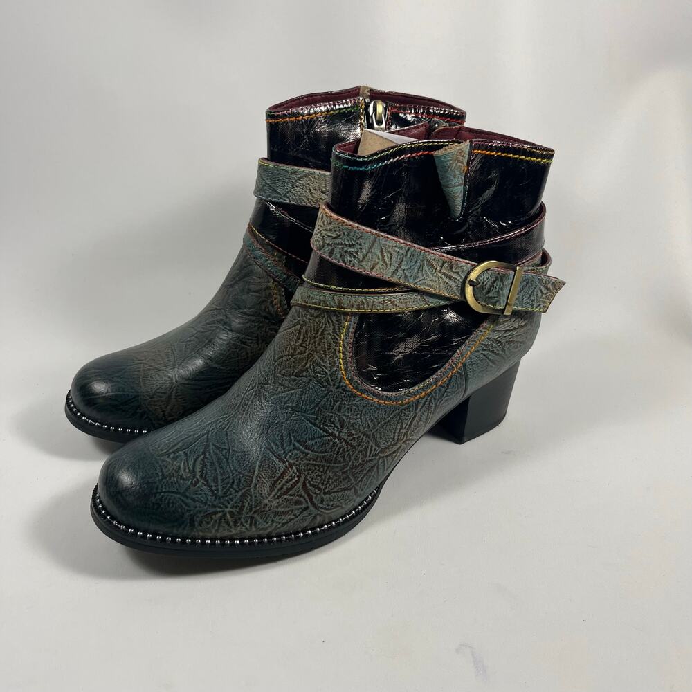 NEW L'Artiste Spring Step Zhamsha Shine Ankle Booties EU 40 US 9 Goblincore Art